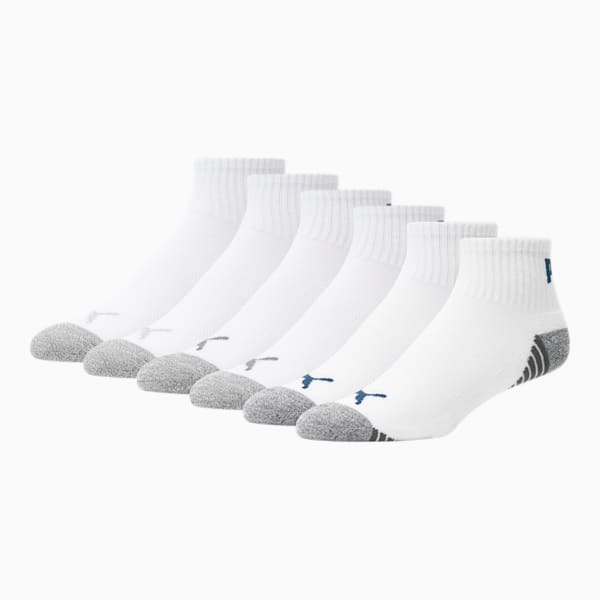 Men's Quarter Crew Wordmark Socks [6 Pack], WHITE / MULTI, extralarge